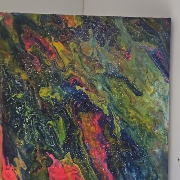 Hand Crafted modern art fluid acrylic pour handmade bohemian artwork wall decor - Picture 4 of 12